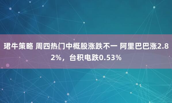 珺牛策略 周四热门中概股涨跌不一 阿里巴巴涨2.82%，台积电跌0.53%